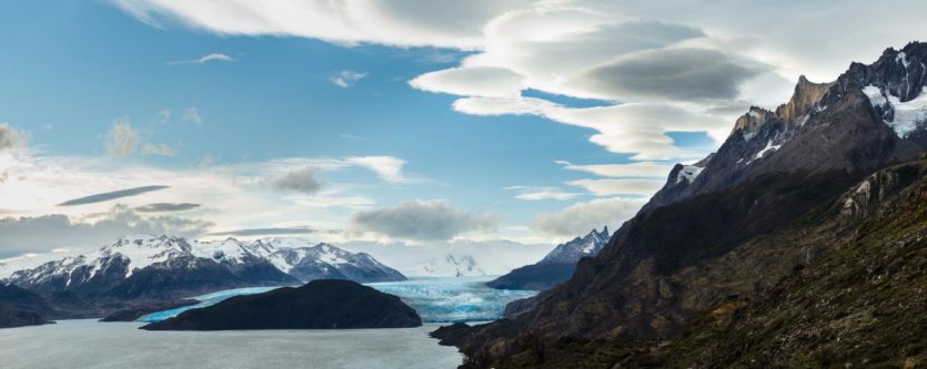 Mirador Lago Grey (Chili) : panorama sur le glacier et les icebergs
